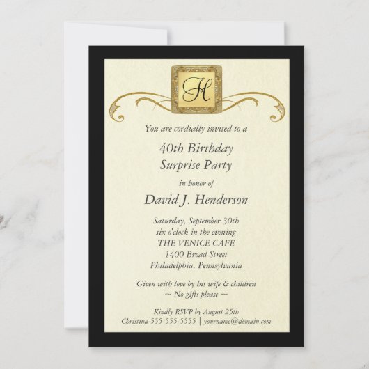 40e verjaardag Uitnodigingen van de Verrassingsdag (Achterkant)