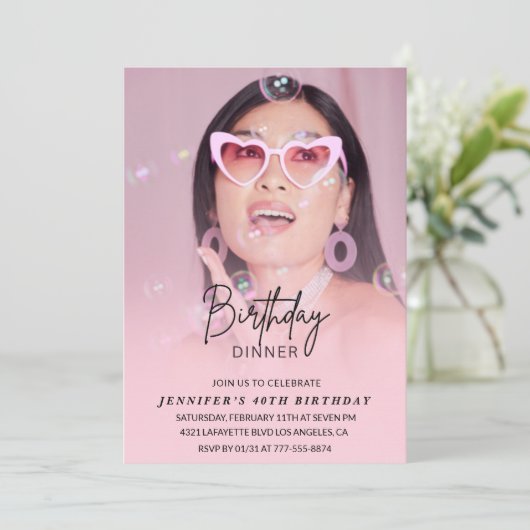 40e verjaardag uitnodigingen Verjaardag Diner Foto (Staand voorkant)