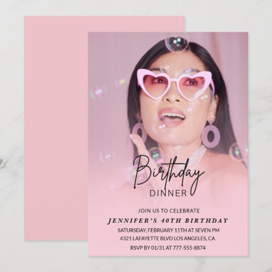 40e verjaardag uitnodigingen Verjaardag Diner Foto (Voorkant / Achterkant)