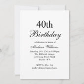 40e verjaardag Uitnodigingtijd om Champagne te Dri Kaart (Achterkant)