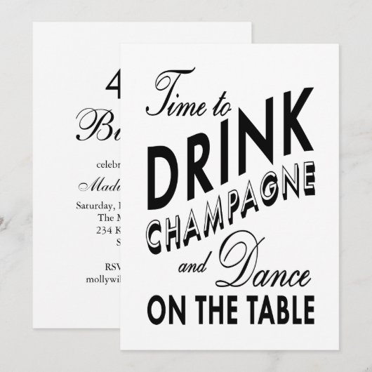 40e verjaardag Uitnodigingtijd om Champagne te Dri Kaart (Voorkant / Achterkant)