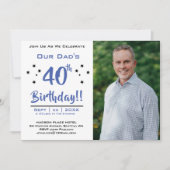 40e verjaardag, vader, vader, fotofeest kaart (Voorkant)