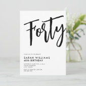 40e verjaardag van 40e moderne zwarte en witte kaart (Staand voorkant)