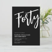 40e verjaardag van 40e moderne zwarte en witte kaart (Staand voorkant)