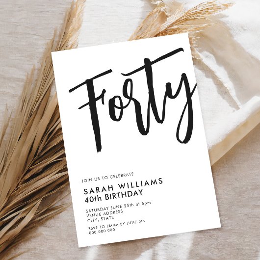 40e verjaardag van 40e moderne zwarte en witte kaart