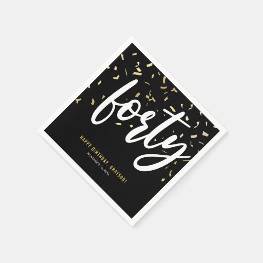 40e verjaardag van 40e zwarte goudfeest servet (Hoek)