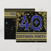 40e verjaardag van Black and Gold Kaart (Voorkant / Achterkant)