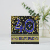 40e verjaardag van Black and Gold Kaart (Staand voorkant)