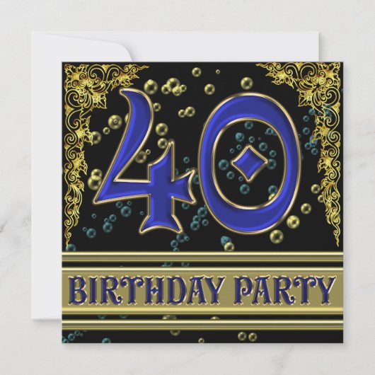 40e verjaardag van Black and Gold Kaart (Voorkant)