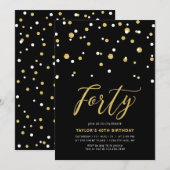 40e verjaardag van Black & Gold Simple 40e verjaar Kaart (Voorkant / Achterkant)