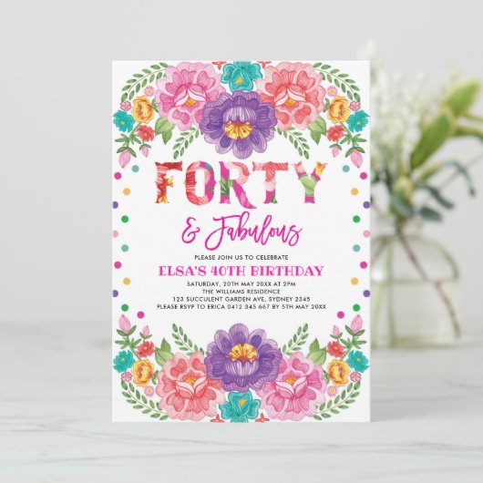 40e verjaardag van Chic Fiesta Veertig en Fabulous Kaart (Staand voorkant)