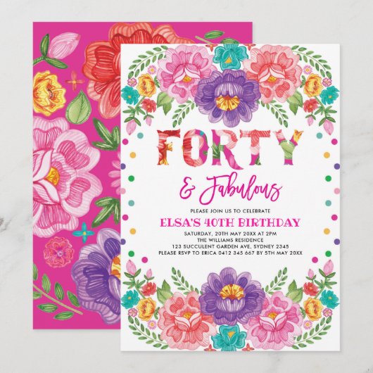 40e verjaardag van Chic Fiesta Veertig en Fabulous Kaart (Voorkant / Achterkant)