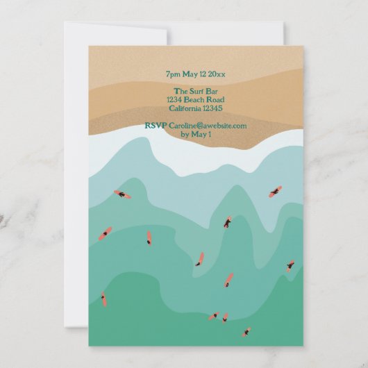 40e verjaardag van Custom Retro Surfing Ocean Kaart (Achterkant)