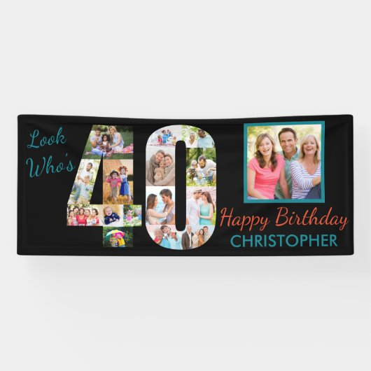 40e verjaardag van de 40e foto-collage spandoek (Horizontaal)