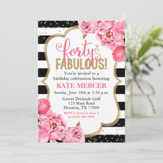 40e verjaardag van de 40e verjaardag van de roze g kaart (Staand voorkant)