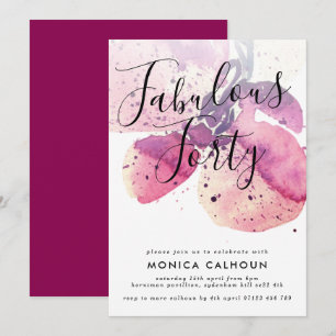 40e verjaardag van de Berry Waterverf Orchid Kaart