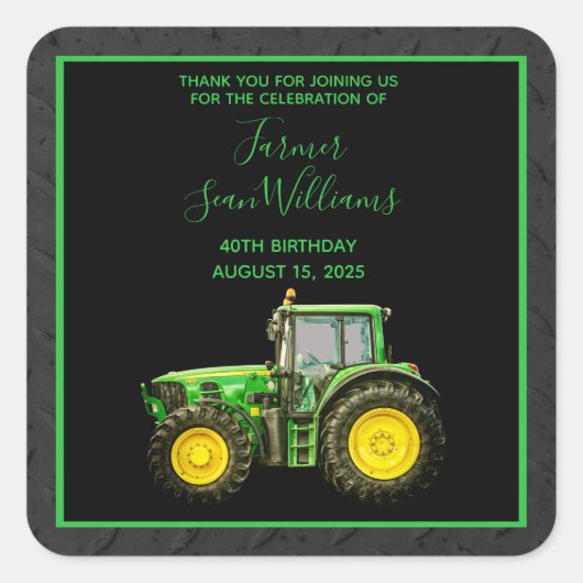 40e verjaardag van de boer vierkante sticker (Voorkant)