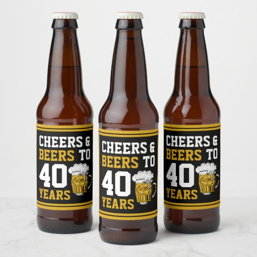 40e verjaardag van de Cheers & Beers tot 40 jaar Bier Etiket (Flessen)