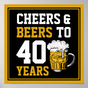 40e verjaardag van de Cheers & Beers tot 40 jaar Poster