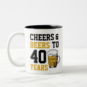 40e verjaardag van de Cheers & Beers tot 40 jaar Tweekleurige Koffiemok