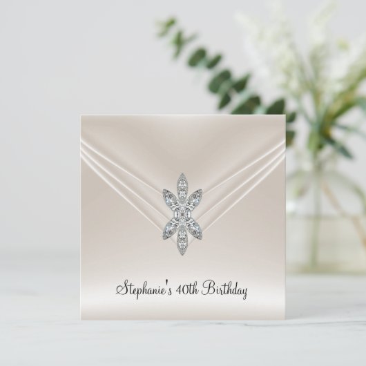 40e verjaardag van de Cream Diamond Jewel Kaart (Staand voorkant)