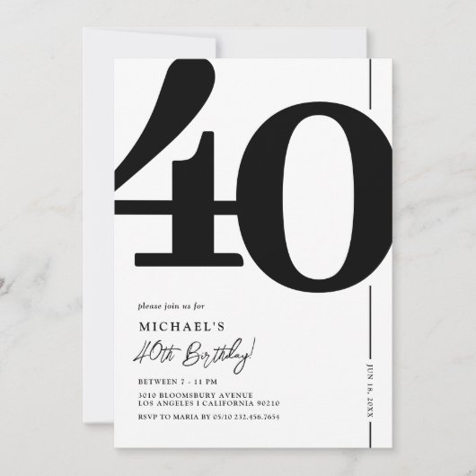 40e verjaardag van de Elegant-partij Kaart (Voorkant)