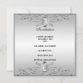 40e verjaardag van de Elegant Silver Art Deco 2 Kaart (Achterkant)