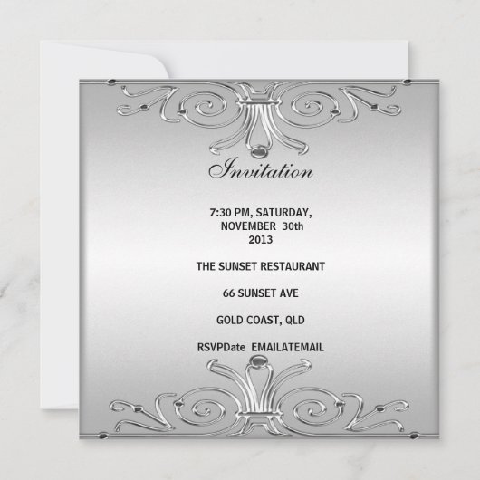 40e verjaardag van de Elegant Silver Art Deco 2 Kaart (Achterkant)