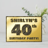 40e verjaardag van de geboorte — Vette, houten gra Folie Uitnodiging (Staand Voorkant)