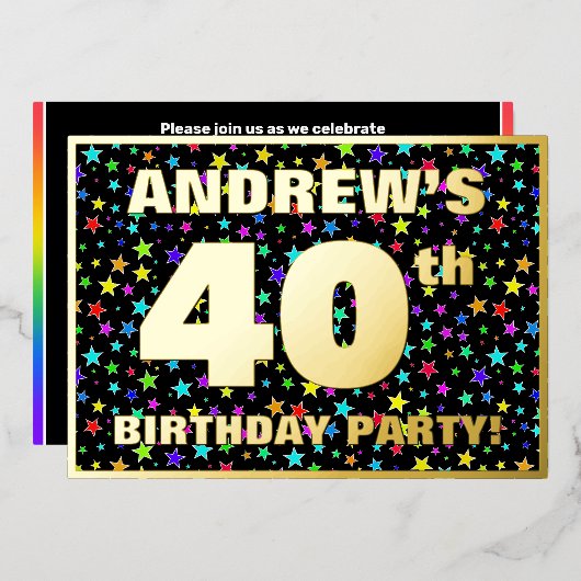 40e verjaardag van de gevechtsdag - vun, kleurrijk folie uitnodiging (Voorkant / Achterkant)