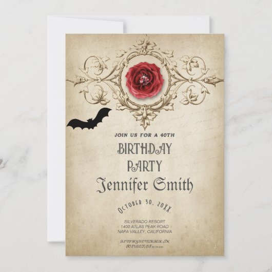 40e verjaardag van de Gothic Red-uitnodiging Kaart (Voorkant)