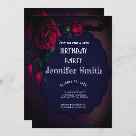 40e verjaardag van de Gothic Red-uitnodiging Kaart