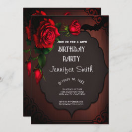 40e verjaardag van de Gothic Red-uitnodiging Kaart