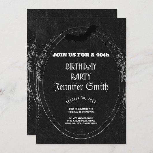 40e verjaardag van de Gothic Red-uitnodiging Kaart (Voorkant / Achterkant)