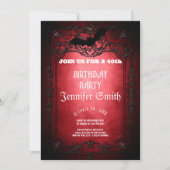 40e verjaardag van de Gothic Red-uitnodiging Kaart (Voorkant)