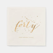 40e verjaardag van de Gouden Confetti Ecru Servet (Voorkant)