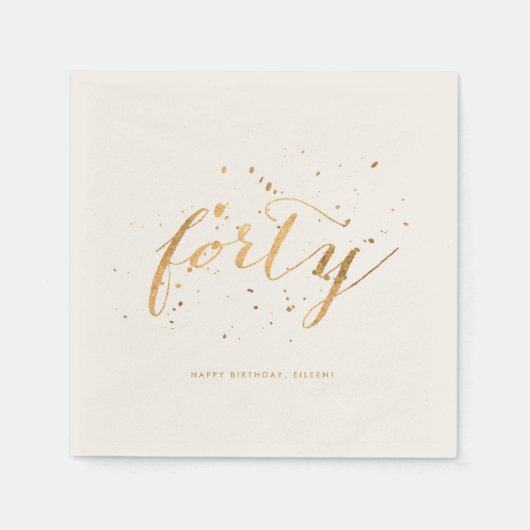 40e verjaardag van de Gouden Confetti Ecru Servet (Voorkant)