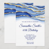 40e verjaardag van de gouden en marinesblauwe inkt kaart (Voorkant / Achterkant)