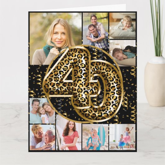 40e verjaardag van de Leopard-foto Gold ballonnen Kaart (Voorkant)