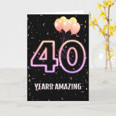 40e verjaardag van de luchtballonnen en Confetti Kaart (Gele Bloem)