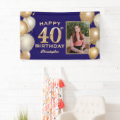 40e verjaardag van de marineblauw en goudballonnen spandoek (Insitu)