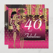 40e verjaardag van de meisjescocktail Party | Roze Kaart (Voorkant / Achterkant)