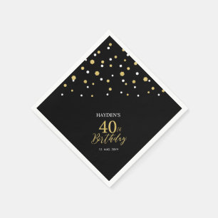 40e verjaardag van de Moderne Gold & Black Napkins Servet
