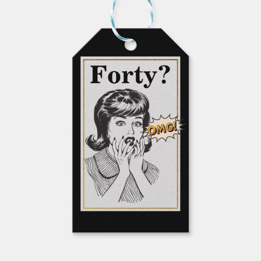 40e verjaardag van de OCM Funny Womans Birthday Cadeaulabel (Voorkant)