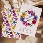 40e verjaardag van de oplichting van de flora en f kaart<br><div class="desc">Eenvoudige,  elegante heldere en gewaagde bloemrijke uitnodiging voor 40ste verjaardag. Het ontwerp kenmerkt een kleurrijke waterverf handbeschilderde floral wreath,  de tekst 'geweldige veertig verjaardagsfeest' en een sjabloon voor verjaardagsfeestjes die gemakkelijk kan worden aangepast.</div>