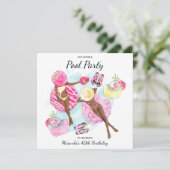 40e verjaardag van de Retro Pool Party Kaart (Staand voorkant)