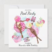 40e verjaardag van de Retro Pool Party Kaart (Voorkant)