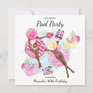 40e verjaardag van de Retro Pool Party Kaart