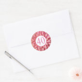 40e verjaardag van de steenroze roze bloem ronde sticker (Envelop)