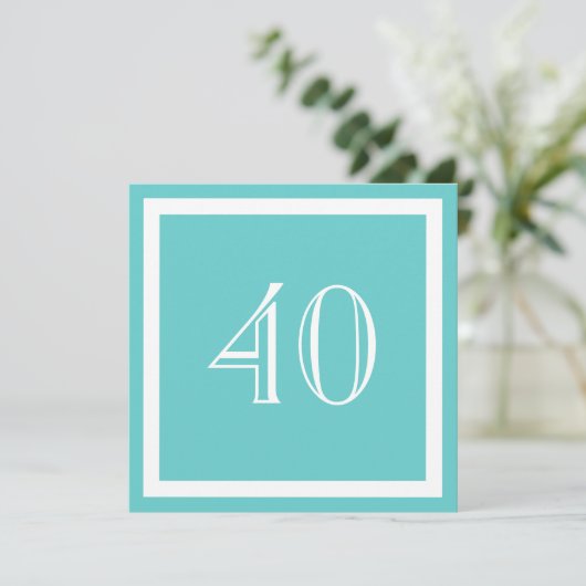 40e verjaardag van de uitnodiging - Aqua (Staand voorkant)